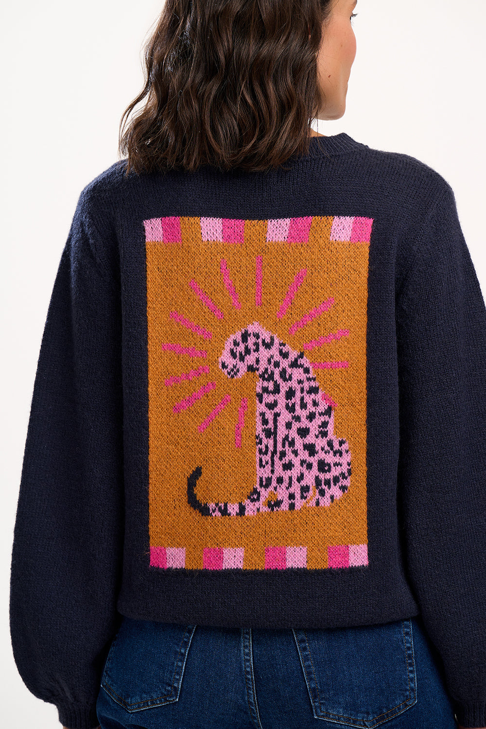 Essie Jumper | Navy Leopard Rays