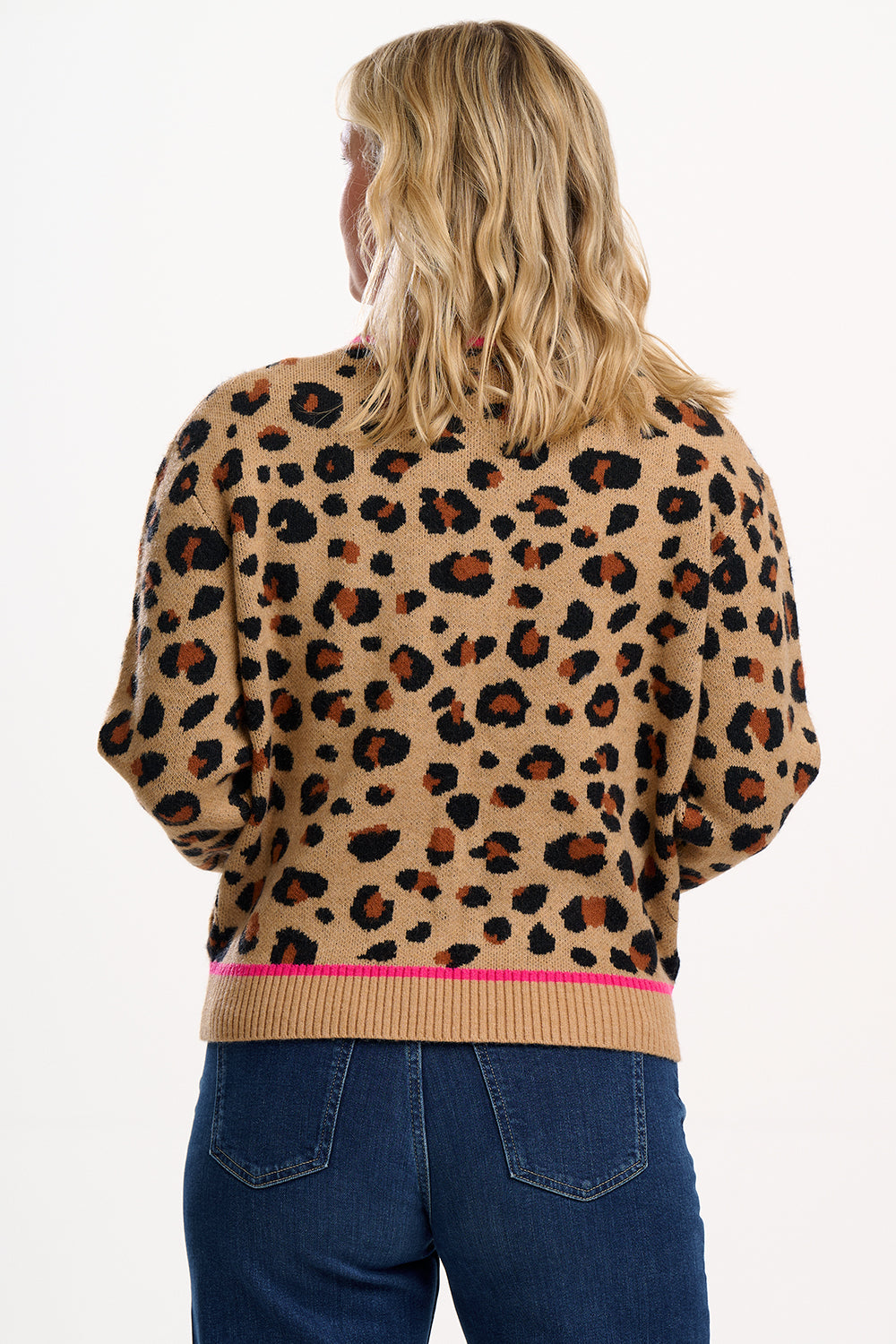 Solana Knitted Bomber | Tan & Black Natural Leopard