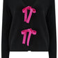 Phily Bow Cardigan | Black & Pink