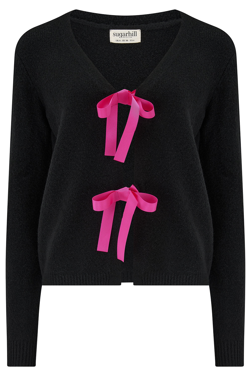 Phily Bow Cardigan | Black & Pink