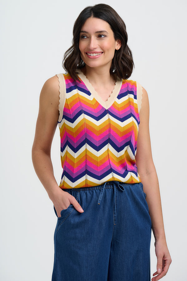 Sugarhill Brighton Rosy Knit Vest | Multi Sunset Chevron
