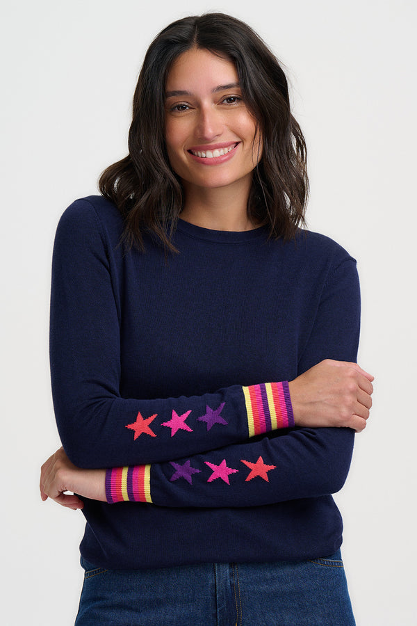 Sugarhill Brighton Rita Jumper | Navy/Star Cuffs