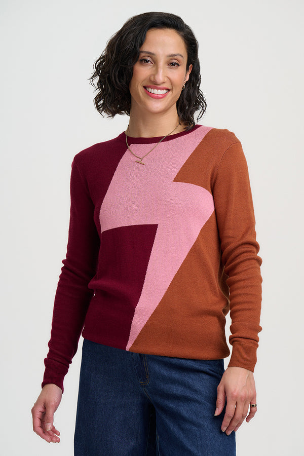 Sugarhill Brighton Rita Jumper | Burgundy, Lightning Divide