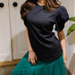 T-Shirt Top with Ruched Sleeves | Black