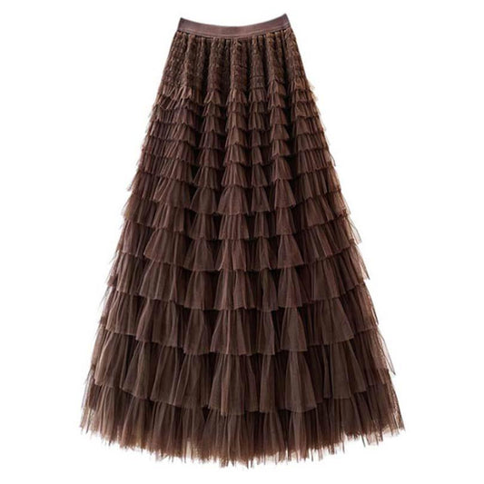 Tiered Frill Layer Skirt | Bitter Chocolate