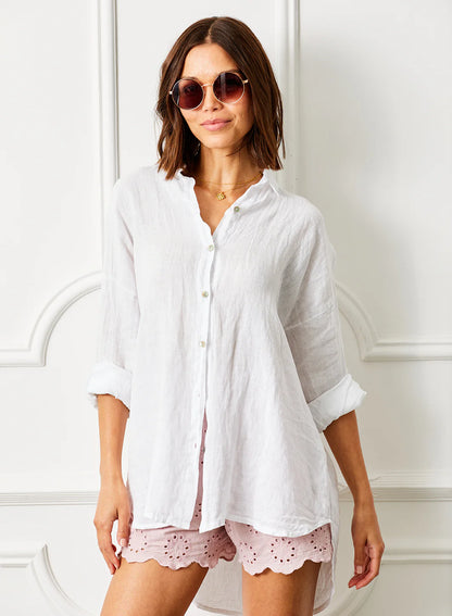 Suzy D Marcus Oversize Linen Shirt | White