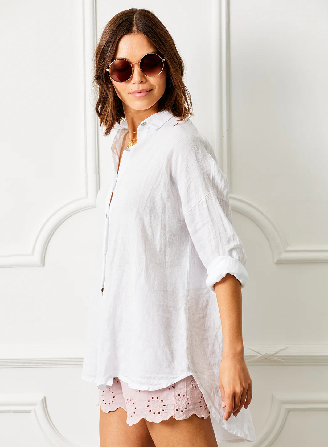 Marcus Oversize Linen Shirt | White