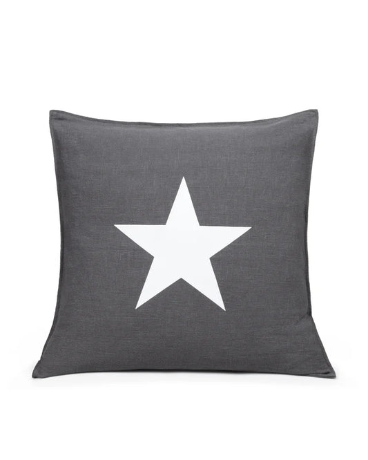 Chalk Square Star Cushion Charcoal and White