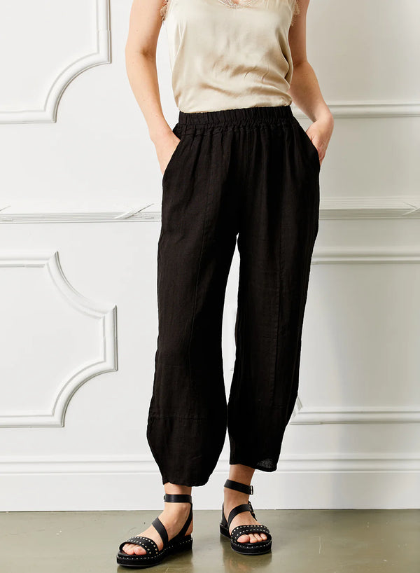 Suzy D Sicily Carrot Shape Linen Pants | Antracite
