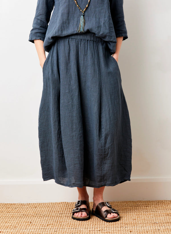 Suzy D Solene Linen Bubble Skirt | Antracite