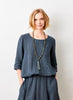 Sonita Linen Bubble Hem Top | Antracite
