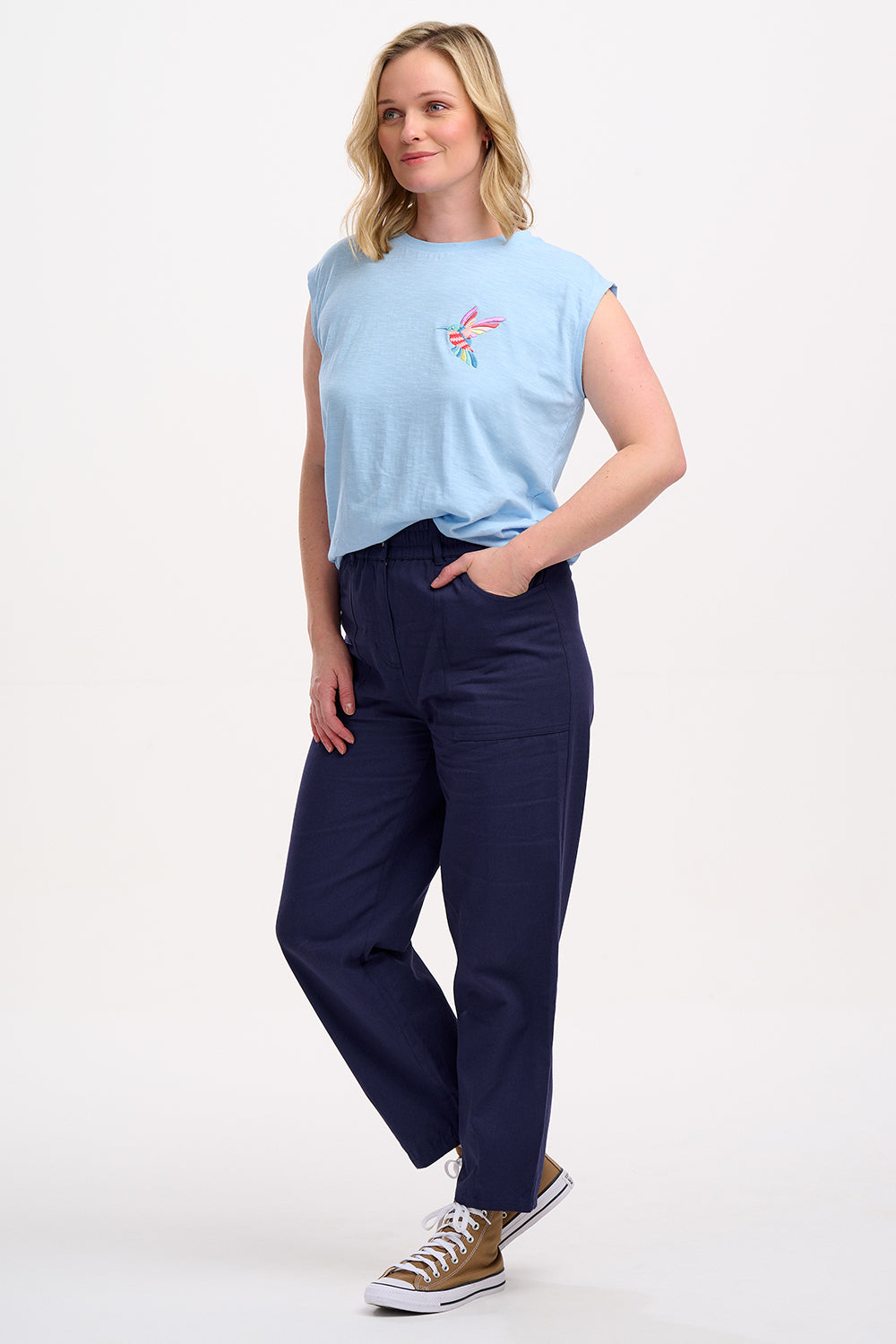 Chrissy Relaxed Tank T-Shirt | Tropical Hummingbird