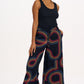 Ameera Cropped Wide Leg Trousers | Black Retro Racer