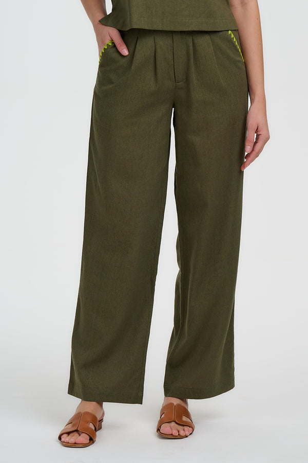 Sugarhill Brighton Lois Wide Leg Trousers | Olive