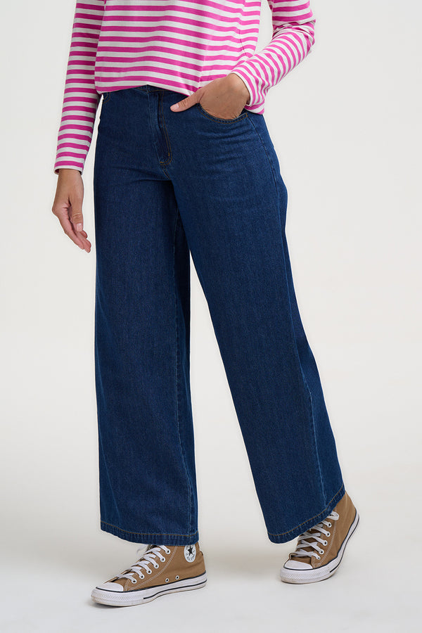 Sugarhill Brighton Justina Wide Leg Denim Trousers | Indigo Denim