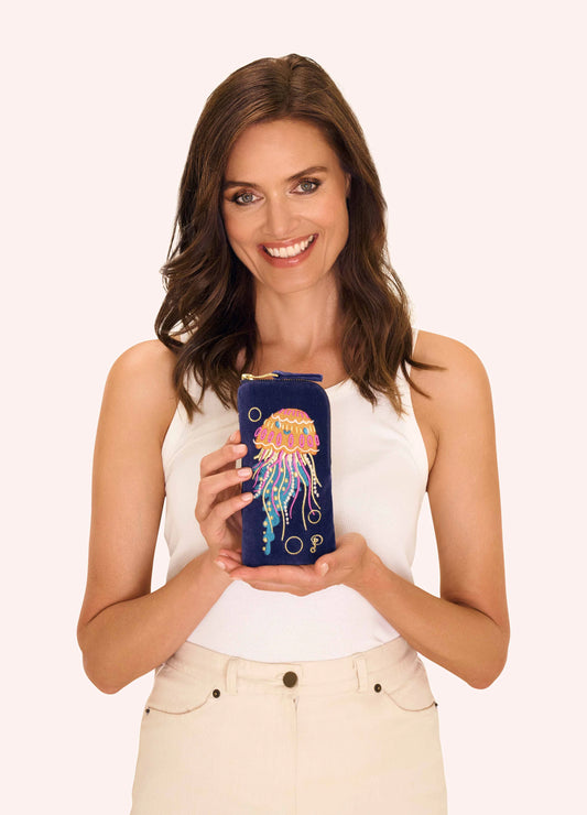 Jolly Jelly Velvet Sunglasses Pouch | Navy