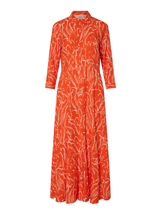 YAS Savanna Long Shirt Dress | Cherry Tomato 