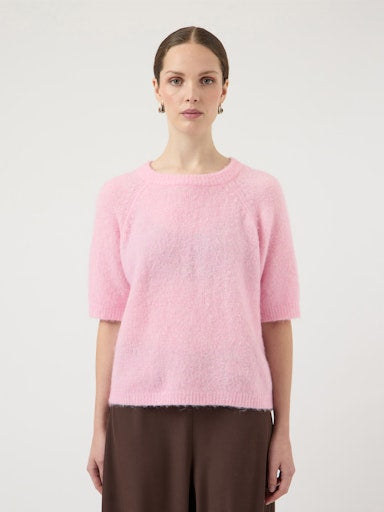 YAS Enya Short Sleeve Knit | Pink Lady
