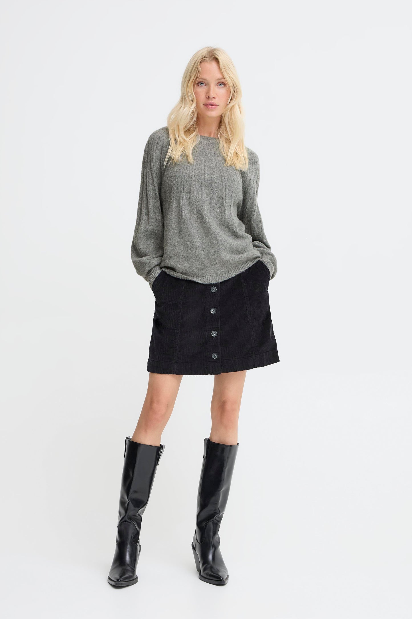 Bymagge Cable Jumper | Mid Grey Melange