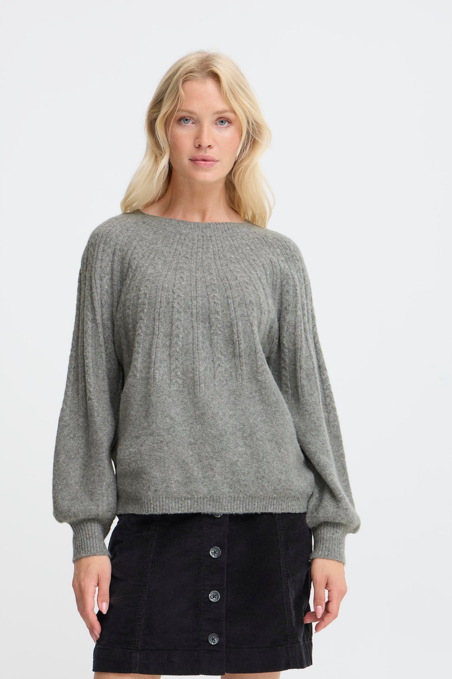 Bymagge Cable Jumper | Mid Grey Melange