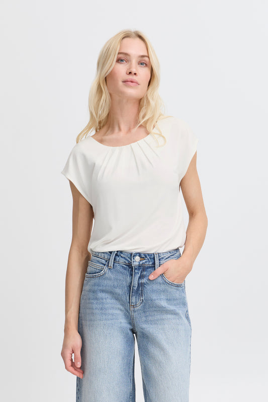 B Young Byperl Pleat Tee | Marshmallow