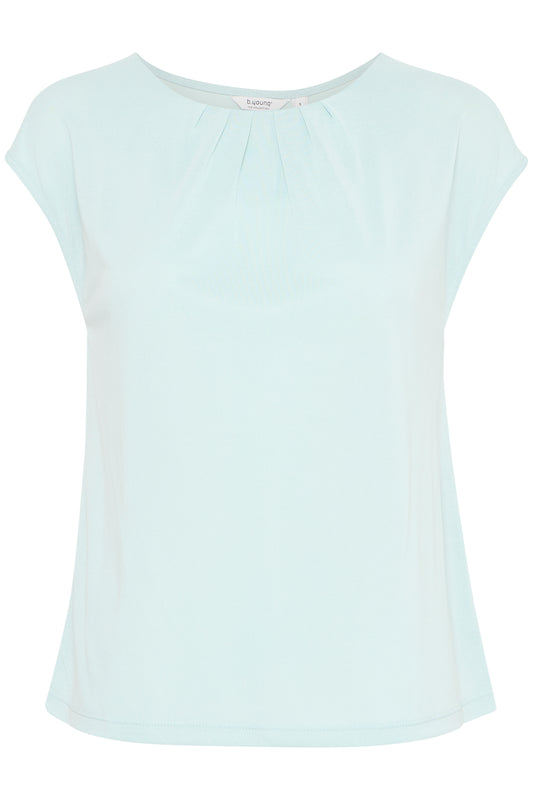 B Young Byperl Pleat Tee | Blue Haze