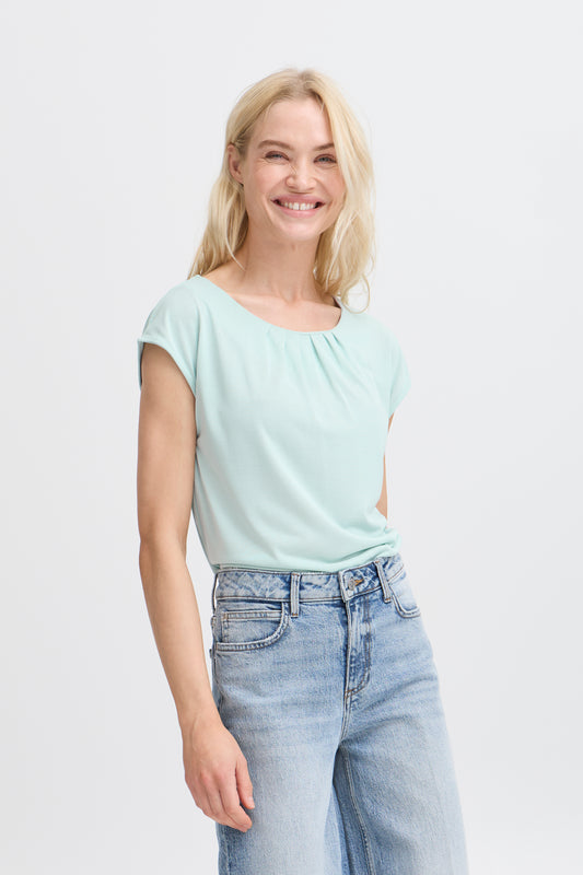 B Young Byperl Pleat Tee | Blue Haze