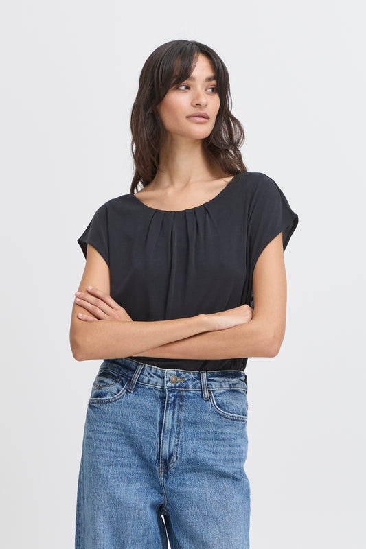 B Young Byperl Pleat Tee | Black