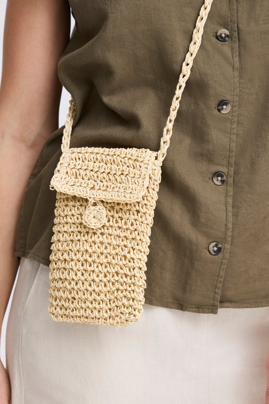 B Young Bavibbe Phone Bag | Natural Straw