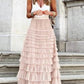 Maxi Tiered Frilled Skirt | Soft Pink