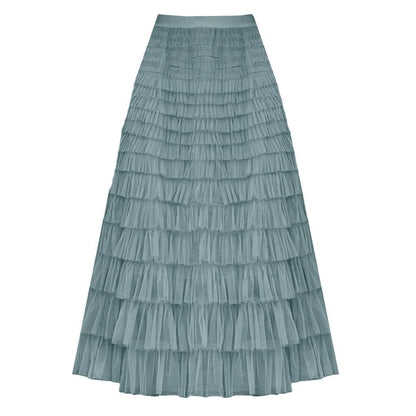 Maxi Tiered Frilled Skirt | Duck Egg Blue