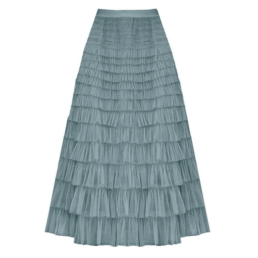 Maxi Tiered Frilled Skirt | Duck Egg Blue