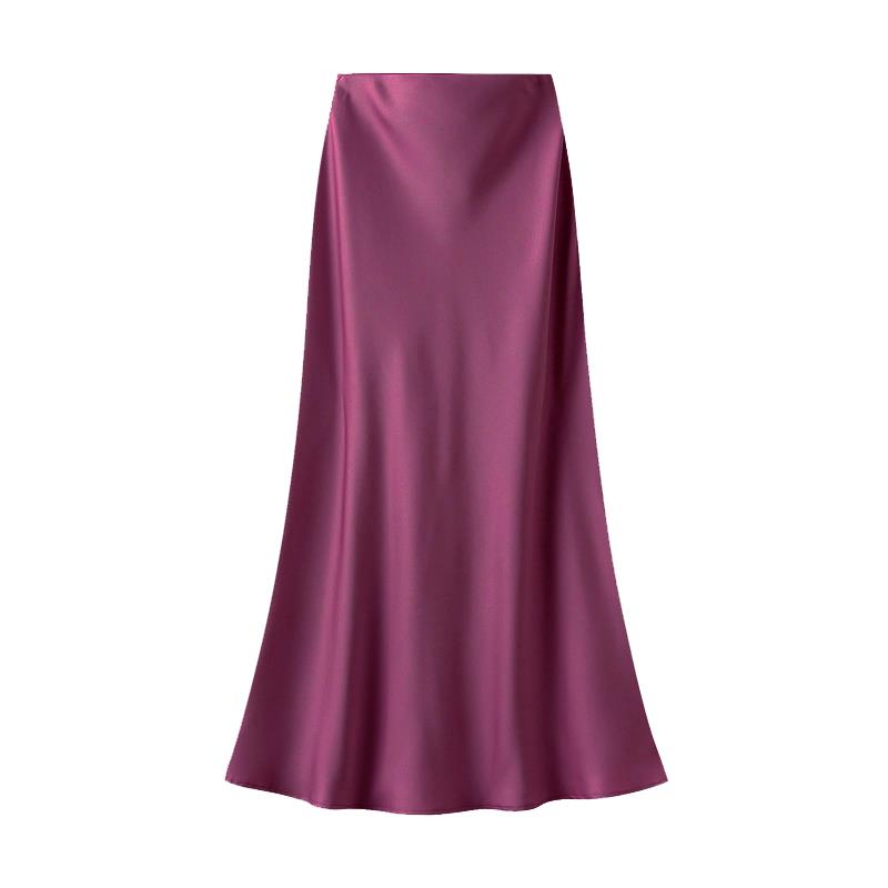 Satin Slip Skirt | Plum