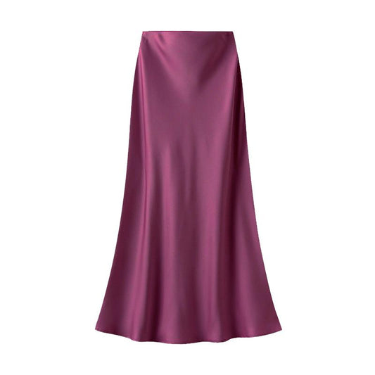 Satin Slip Skirt | Plum