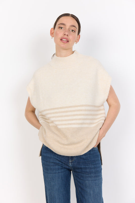 Soya Concept Selvi Sleeveless Jumper | Sand Melange