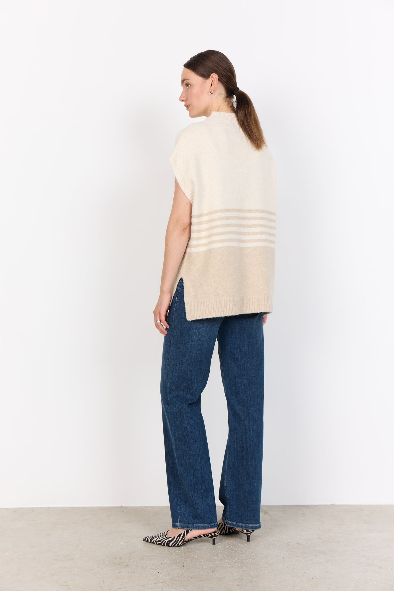 Soya Concept Selvi Sleeveless Jumper | Sand Melange