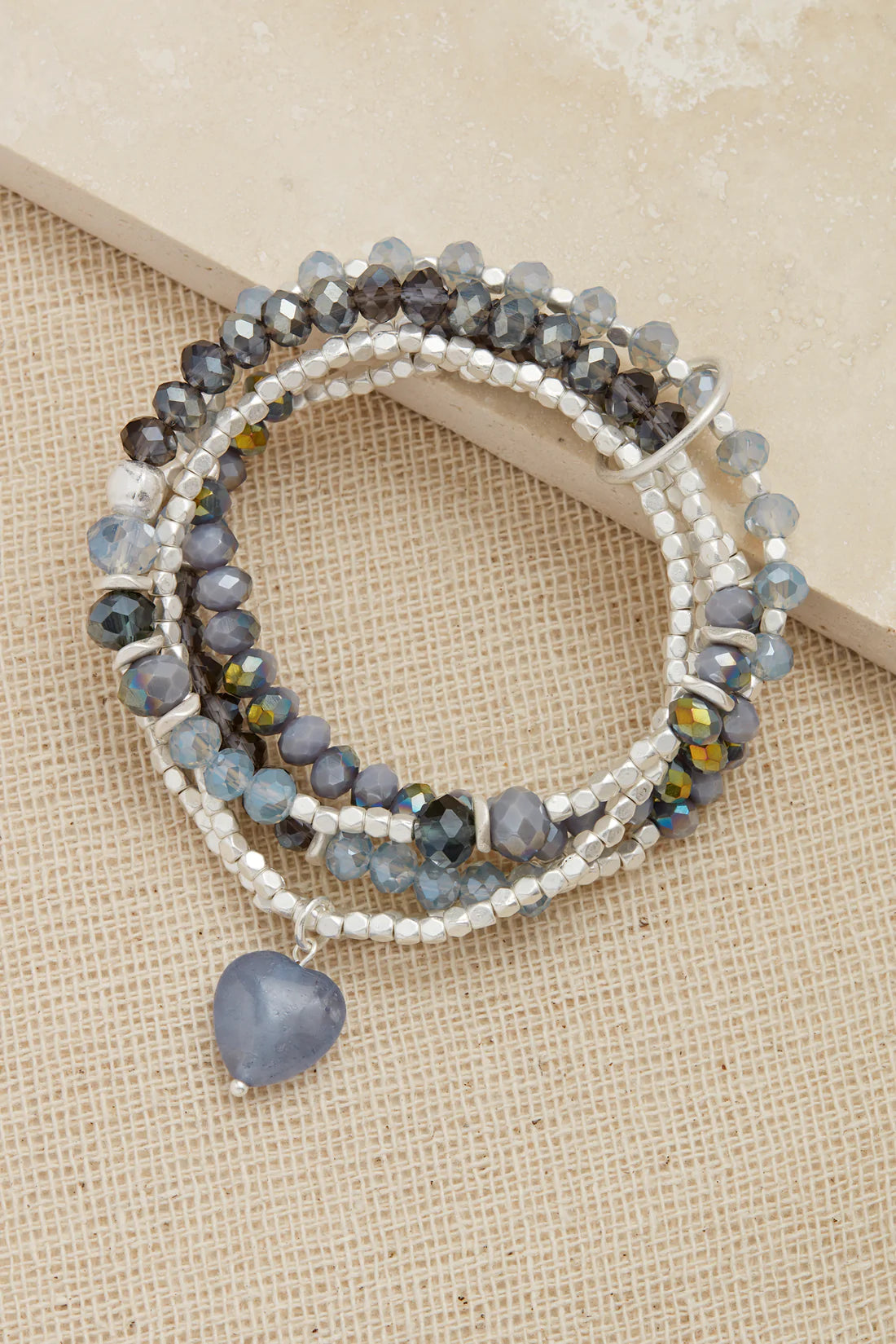 Envy Silver and Blue Multi-Layer Stretch Bracelet