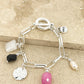 Envy Silver Link Chain Semi Precious Stone Charm Bracelet