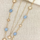 Envy Long Gold Double Layer Starburst Necklace with Pale Blue Crystals