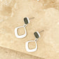 Envy Square Drop Earrings with Silver and Grey Shell Stud 