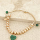 Envy Adjustable Gold Bracelet with Green Semi Precious Heart Charm