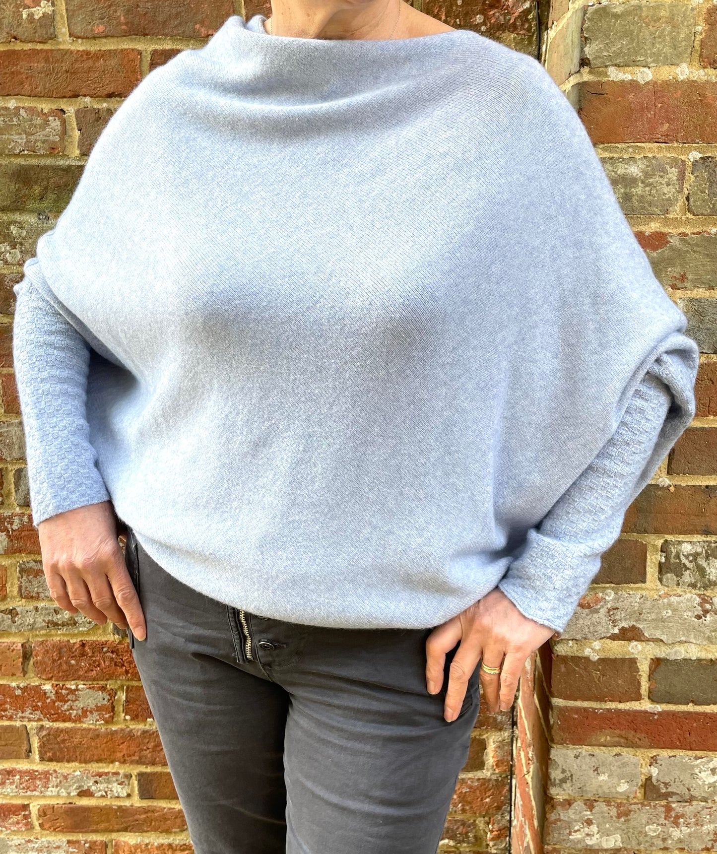 Asymmetric Draped Soft Knitted Jumper | Pale Lavender Blue