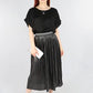 Silver Foil Pleated Skirt with Glitter Stripe Waistband