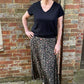 Khaki Leopard Pleated skirt