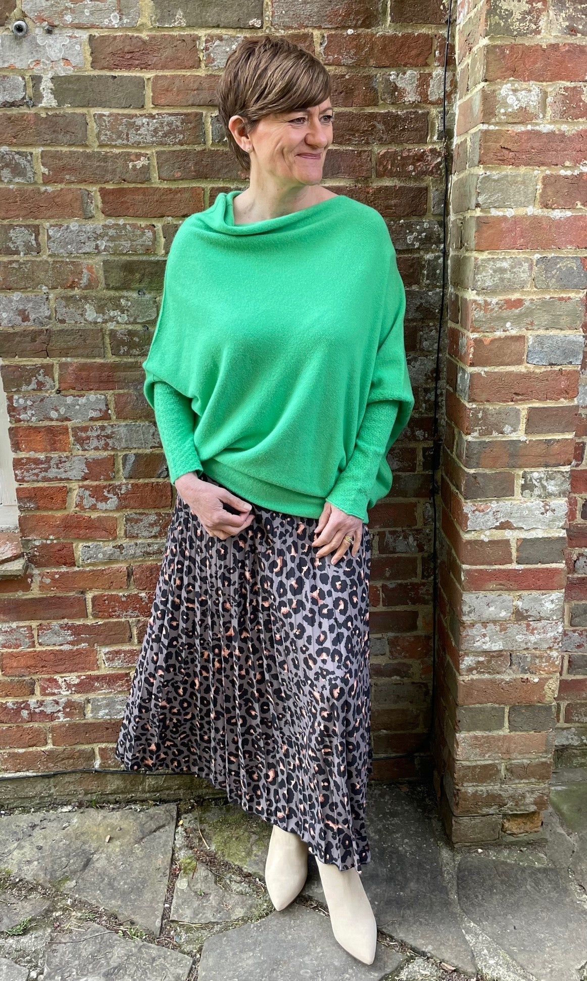 Leopard Pleated Skirt | Grey