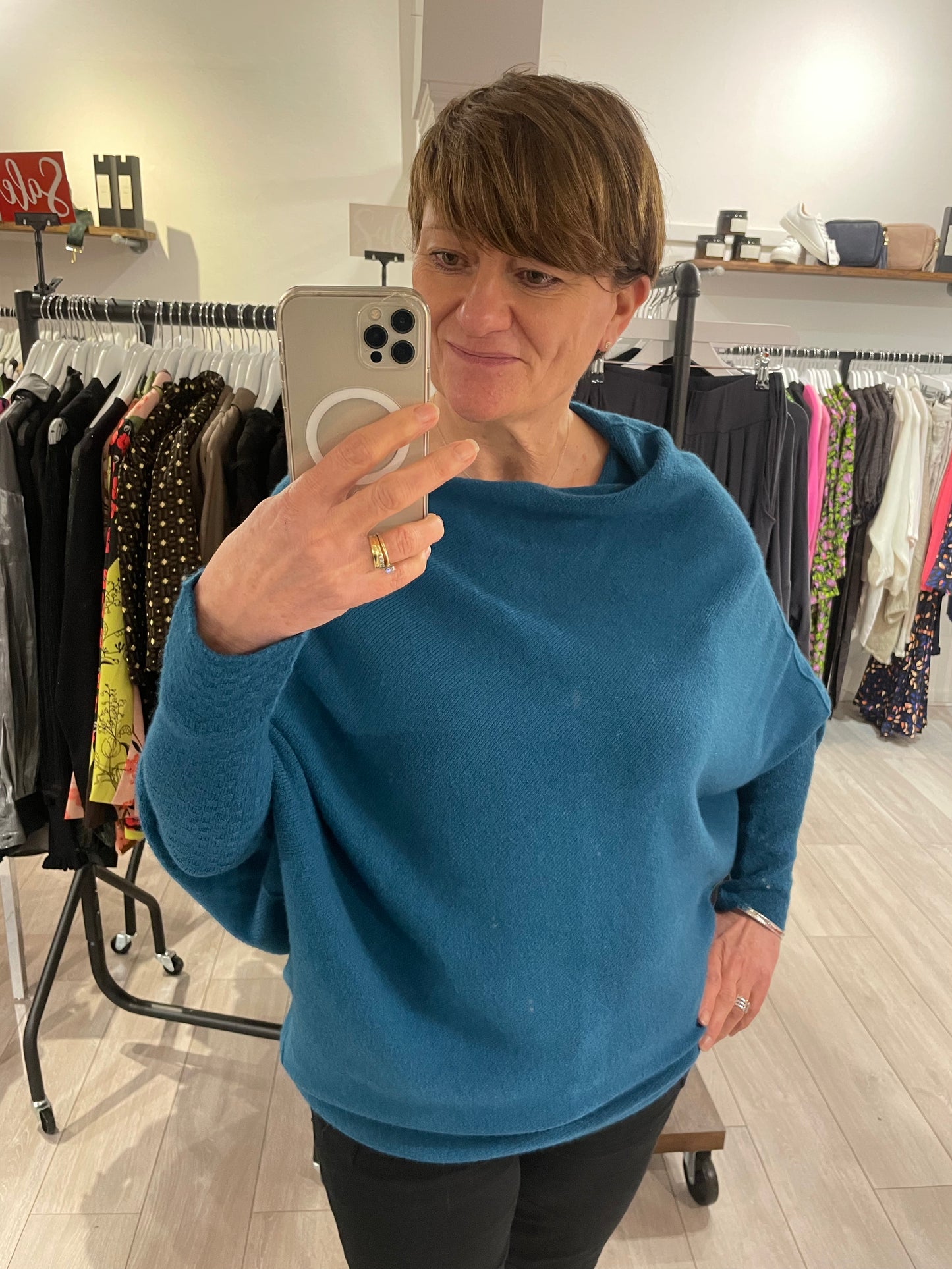 Asymmetric Draped Soft Knitted Jumper | Teal