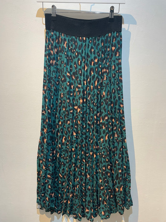 Leopard Pleated Skirt | Jade