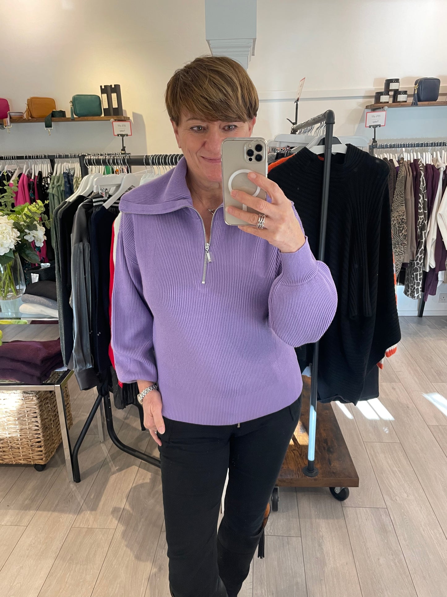 Half Zip Knitted Sweater | Lilac