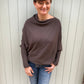 Asymmetric Draped Soft Knitted Jumper | Chocolate
