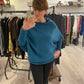 Asymmetric Draped Soft Knitted Jumper | Teal